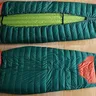 Green sleeping bag laid flat, front and back (illustrative photo)