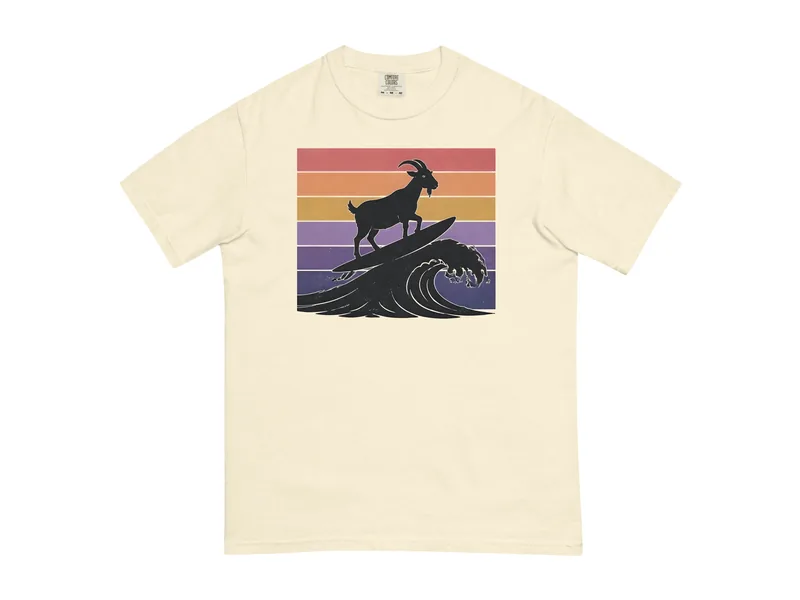 Shred Goat Neon Break Tee in Ivory, front print shown (product mockup from shredgoat.shop)