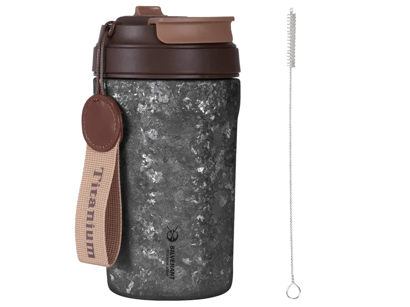 SilverAnt Crystallized Titanium Insulated Travel Coffee Mug with Lid, official product photo