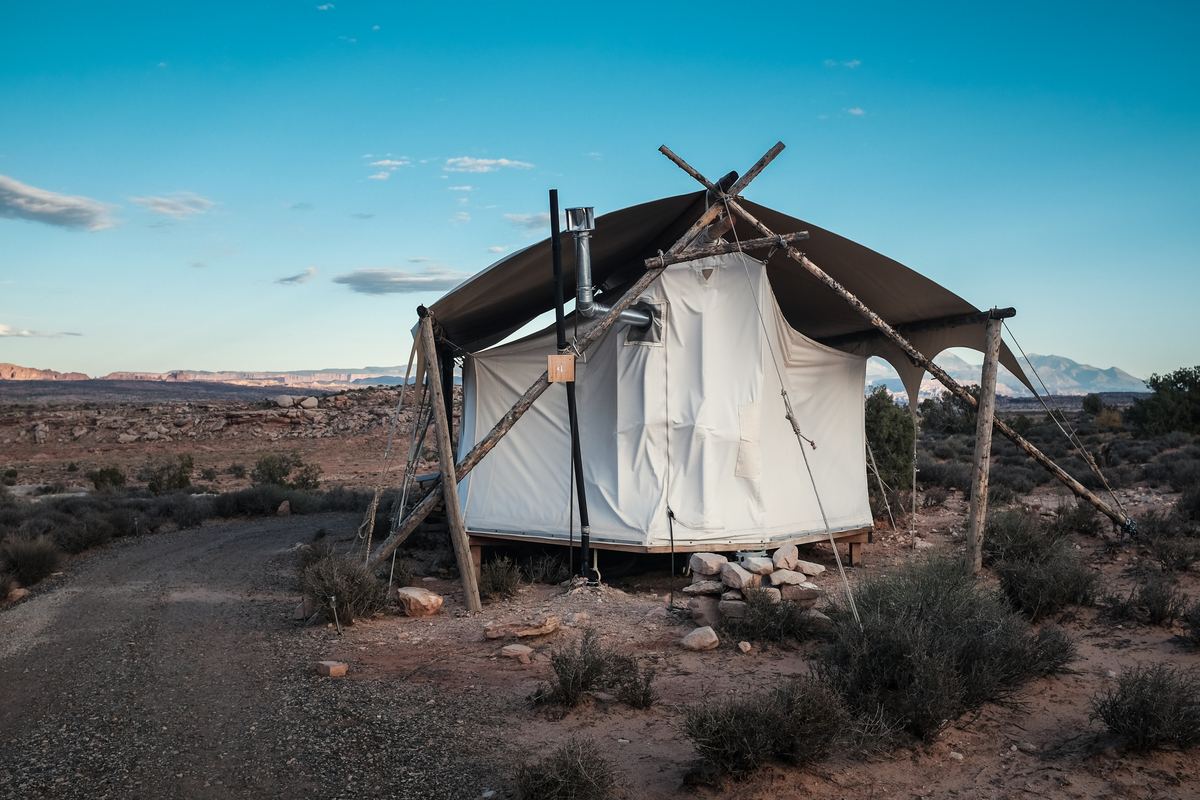 Illustrative photo of camping gear drying outdoors